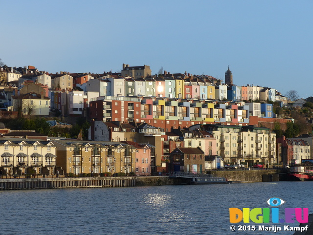 FZ011590 Colourful houses from Floating Harbour, Bristol